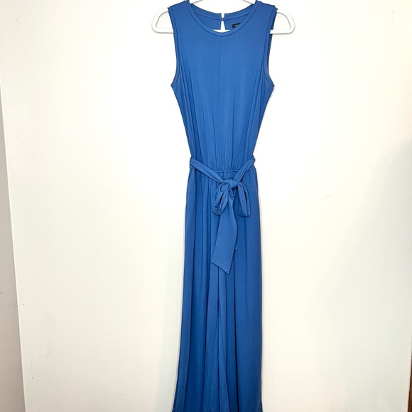 Banana Republic Sleeveless Rayon Viscose Blue Belted Wide Leg Jumpsuit 4 - Picture 3 of 14